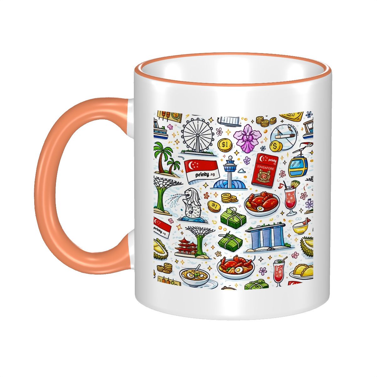 Custom Colored Ceramic Coffee Mug (11oz) (Area Print)