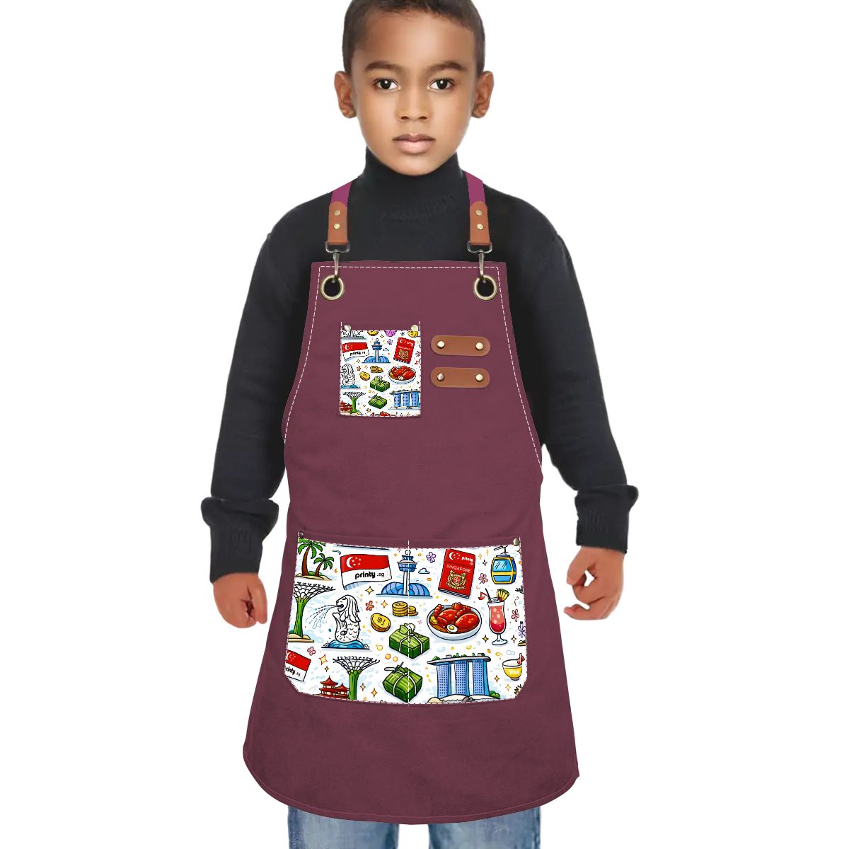 Custom Children's Canvas Cross Back Apron with Pockets