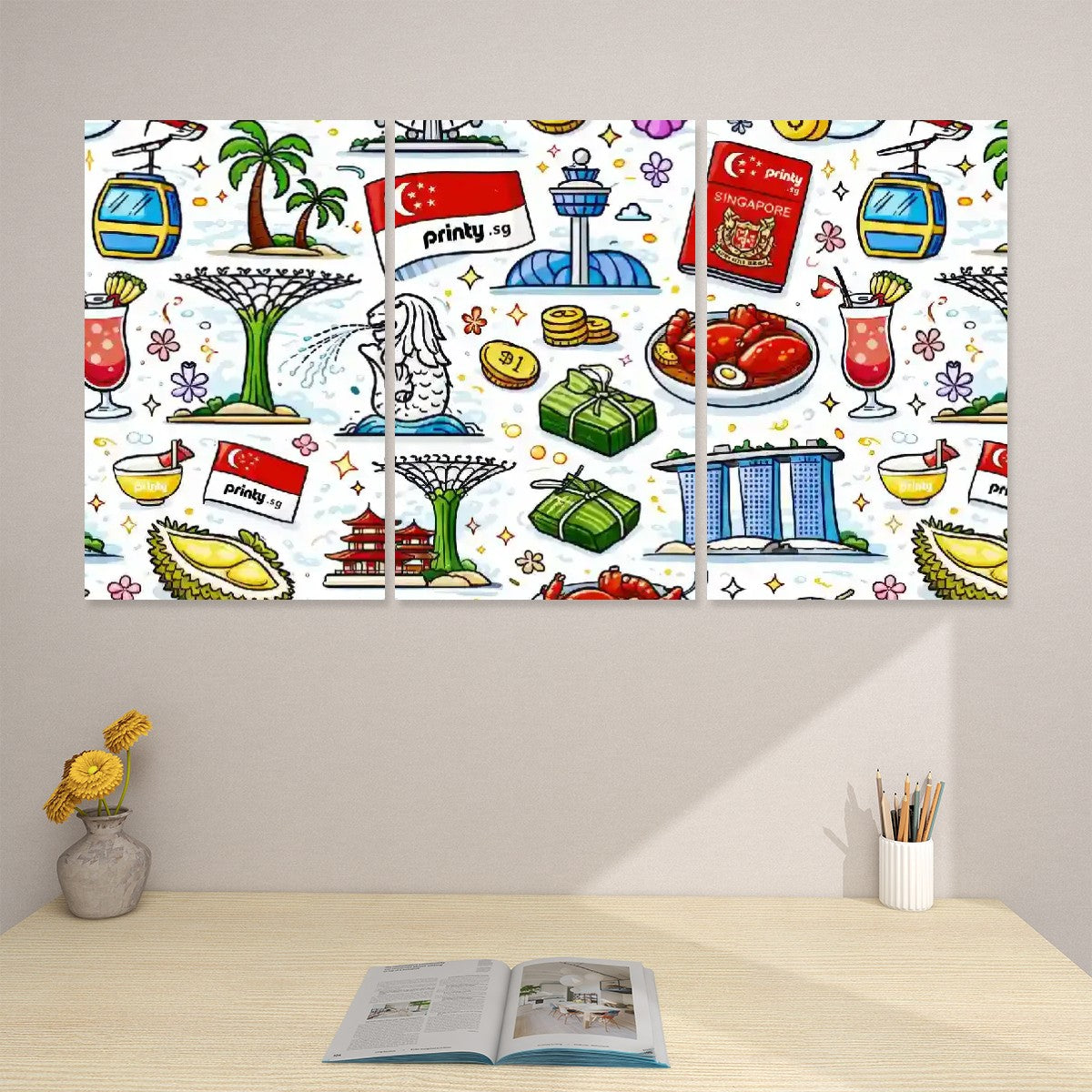 Custom 3 Panels Canvas Prints Wall Art (Set F)
