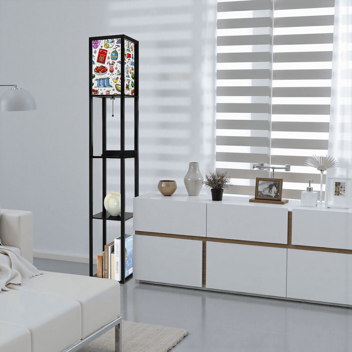 Custom Lampshade for Floor Lamp with Shelves
