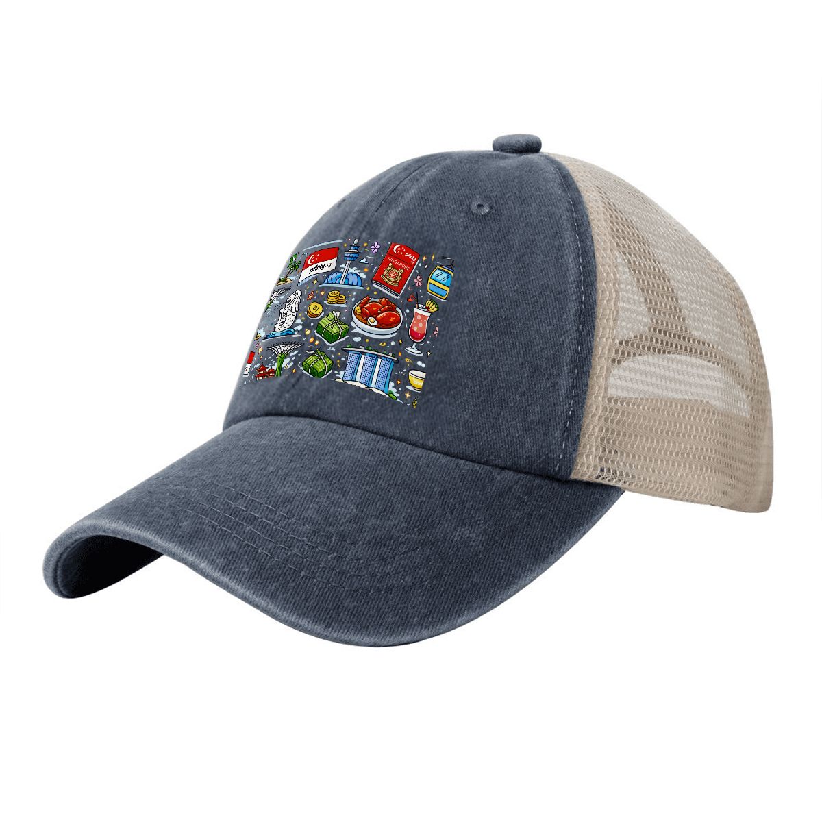 Custom Washed Denim Mesh Cap