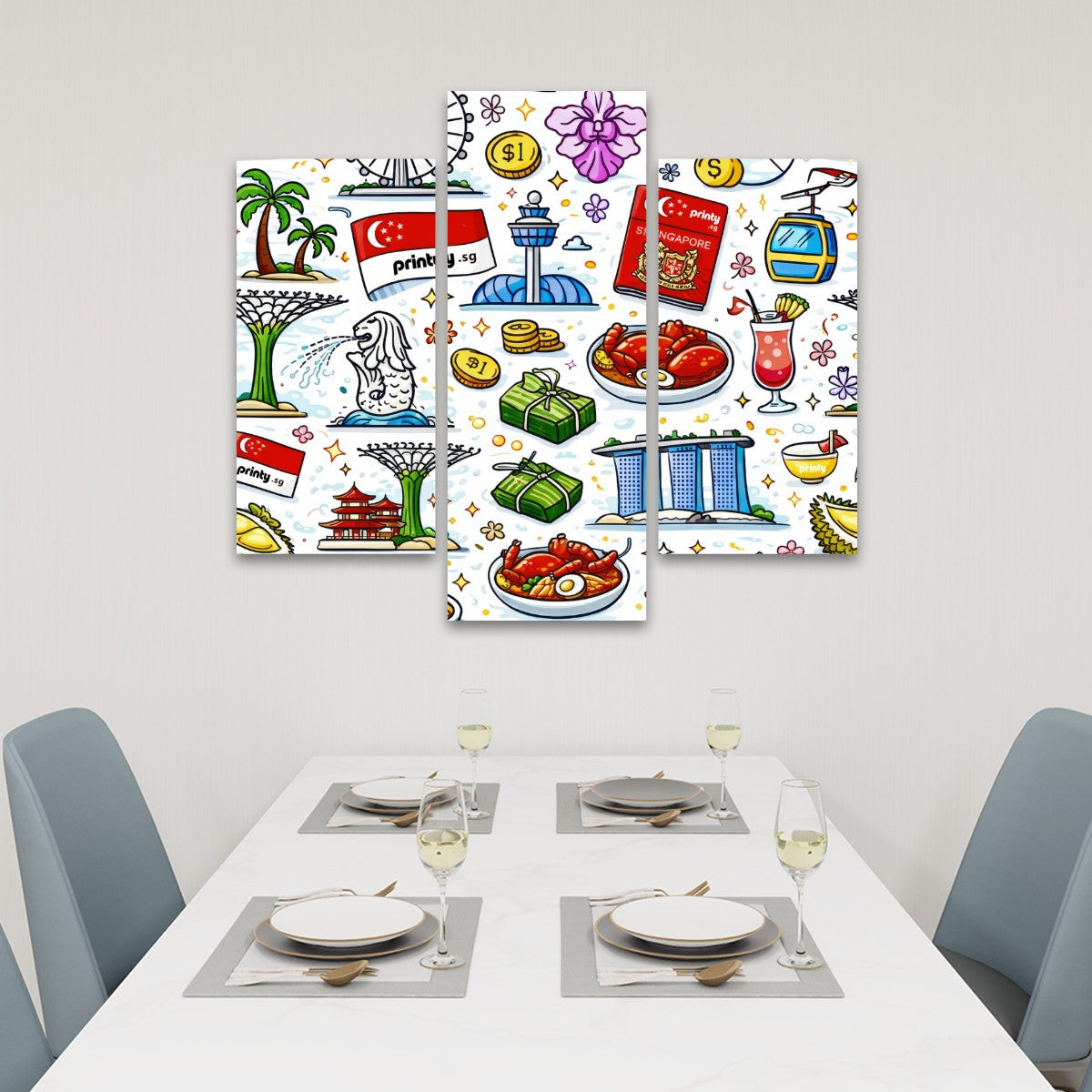 Custom 3 Panels Canvas Prints Wall Art (Set G)