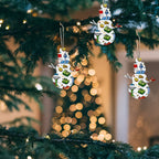 Custom Wood Christmas Ornaments Snowman Shape Set of 4