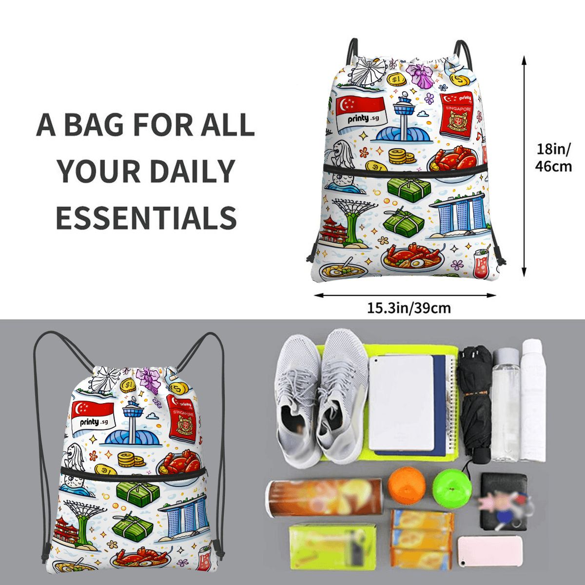 Custom Zipper Drawstring Backpack