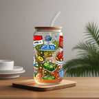 Custom Glass Tumbler with Straw & Bamboo Lid  (16oz)
