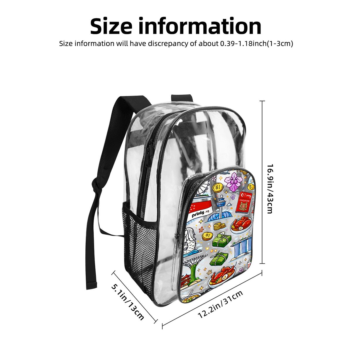 Custom Clear Backpack with Pockets