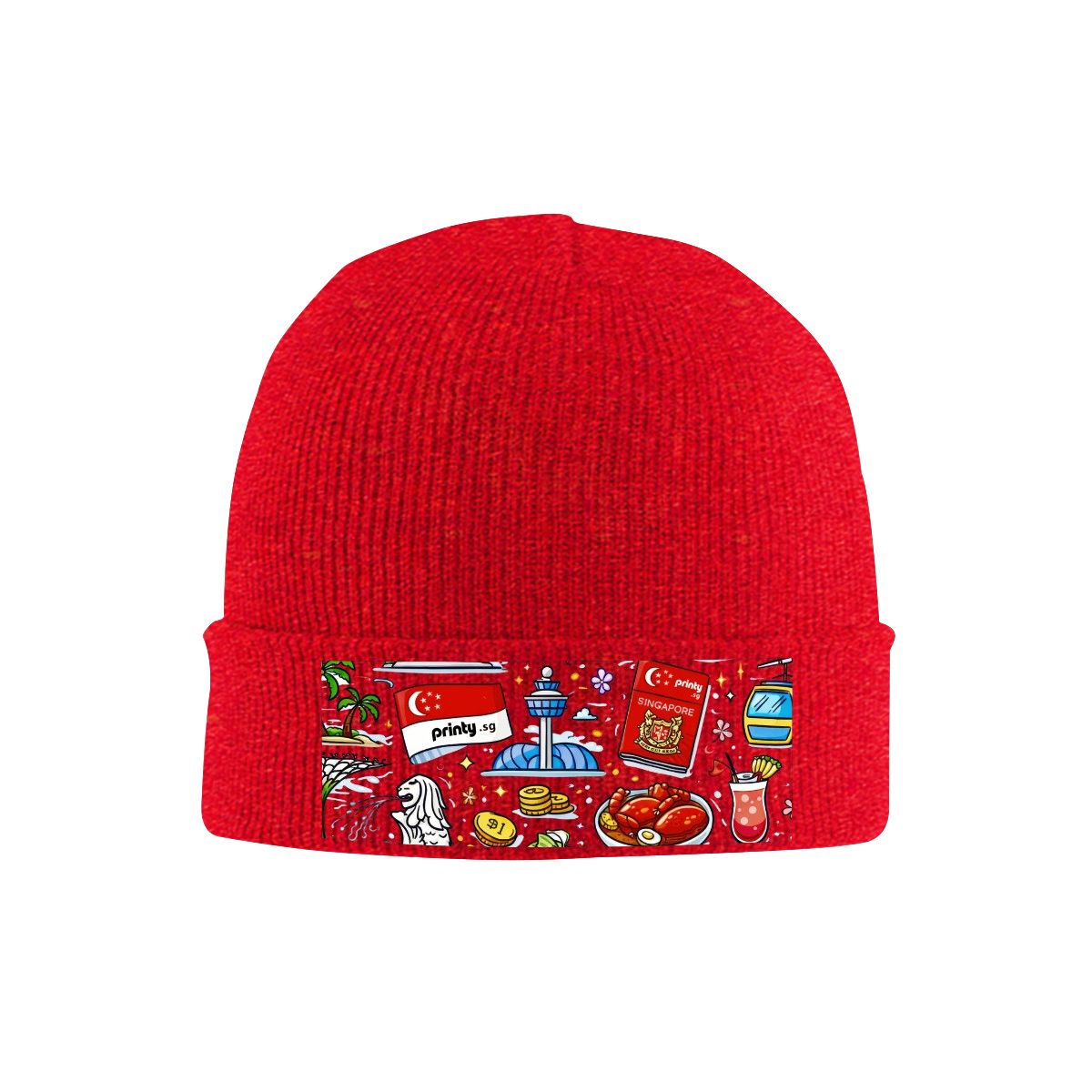 Custom Knit Hat with Heat Transfer Patch