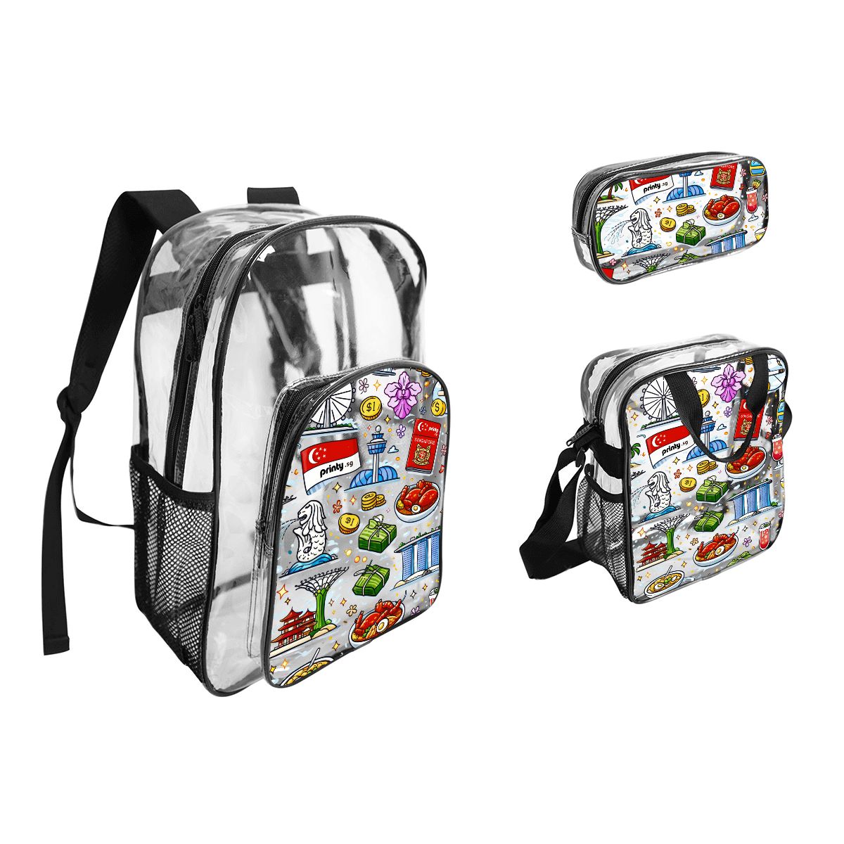 Custom Clear Backpack Set of 3 (Backpack&Lunch Bag&Pencil Case)