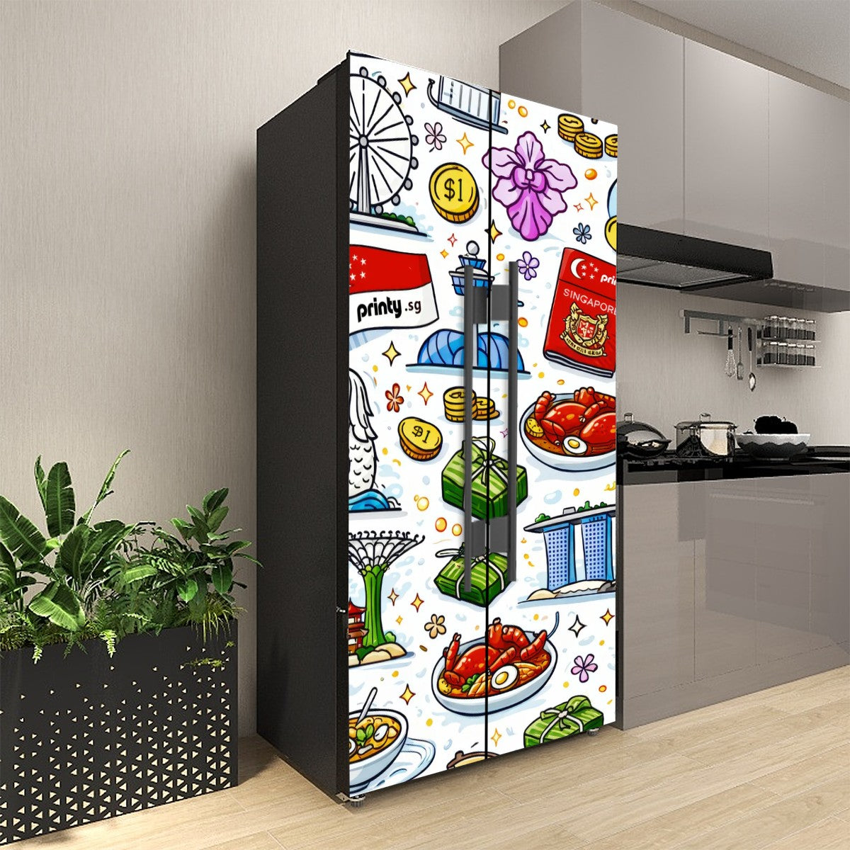 Custom Self Adhesive Refrigerator Wrap Set