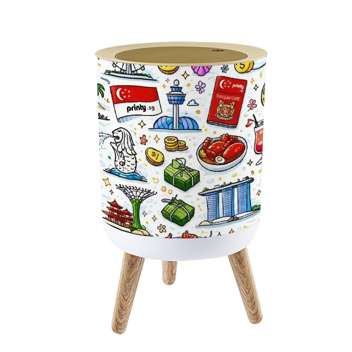 Custom Round Trash Can with Lid
