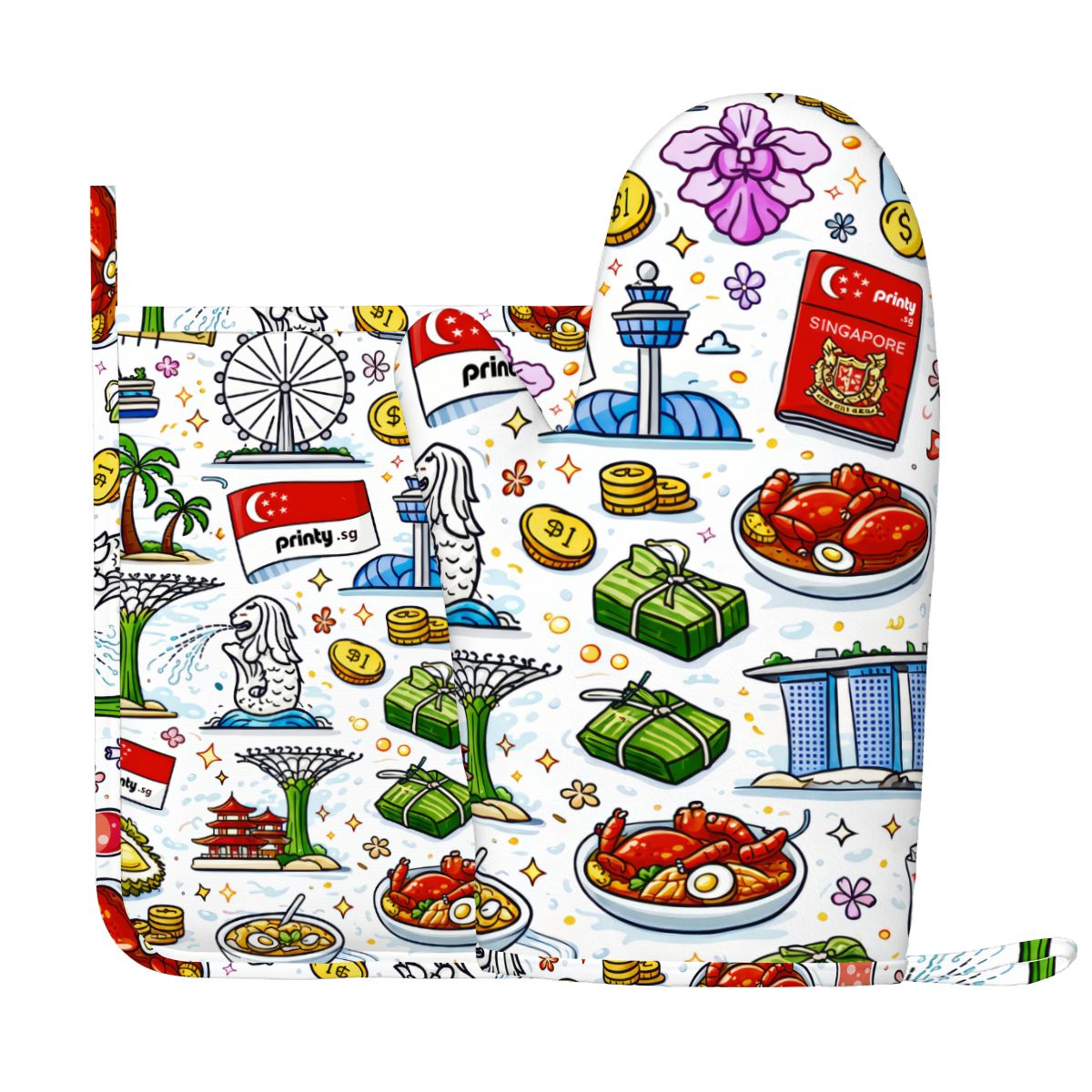 Custom Silicone Oven Mitts and Pot Holders Sets (Right)