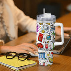 Custom Travel Coffee Mug with Handle and Straw (40oz)
