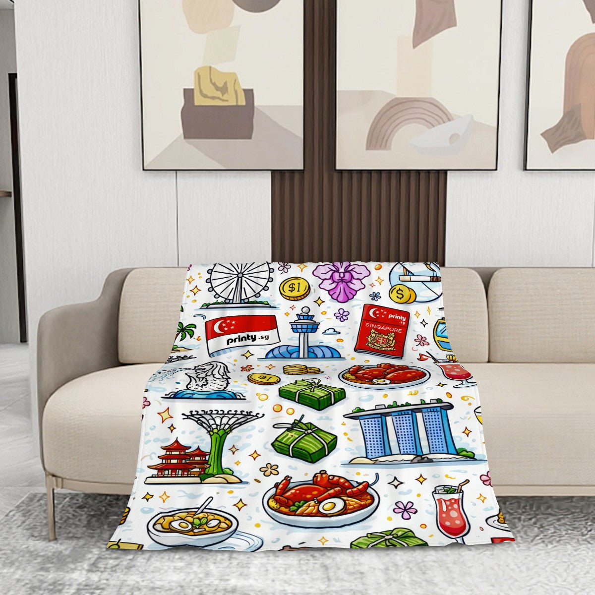 Custom 280 GSM Multi-Size Flannel Throw Blanket (Vertical)