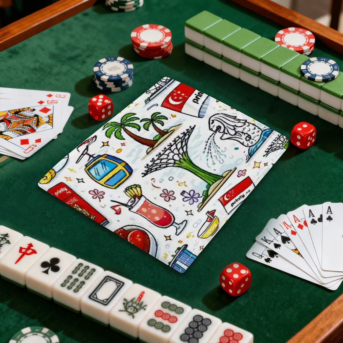 Custom 4 Mahjong Card Holder with Line Finder