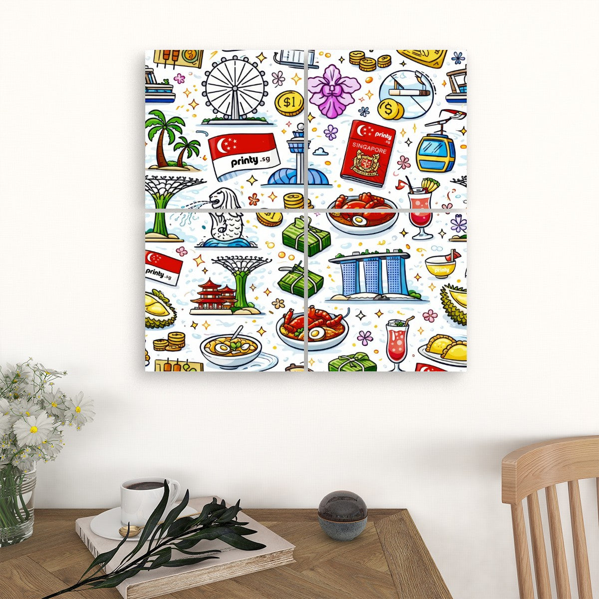 Custom 4 Panels Canvas Prints Wall Art (Set A)