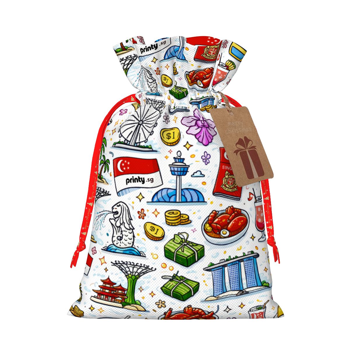 Custom Christmas Drawstring Gift Bags