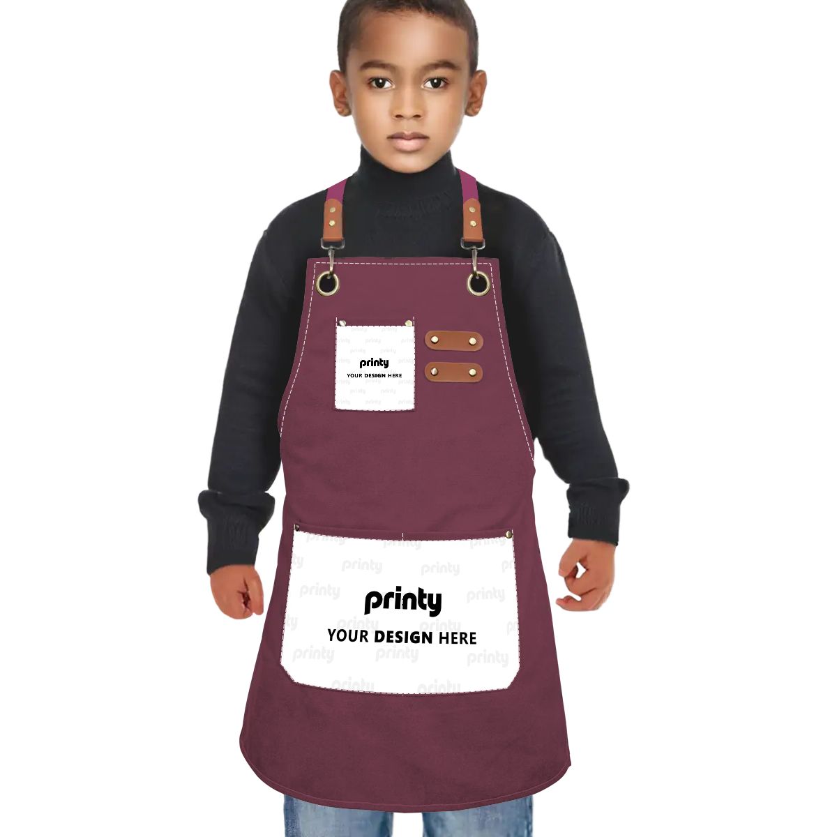 Custom Children's Canvas Cross Back Apron with Pockets