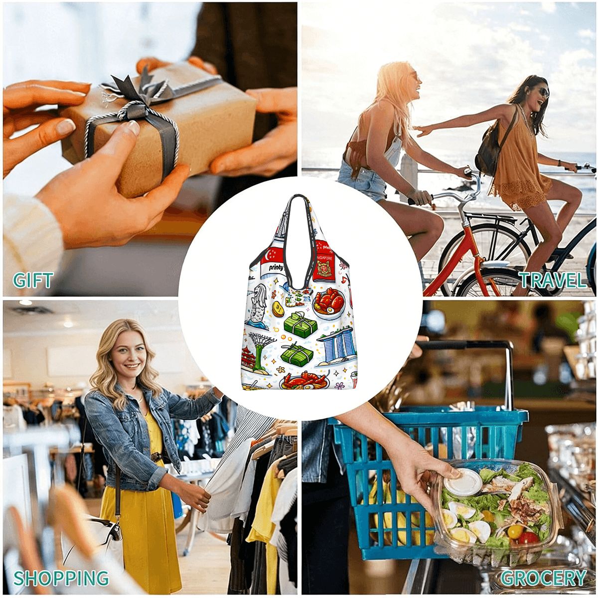 Custom Folding Reusable Grocery Bags
