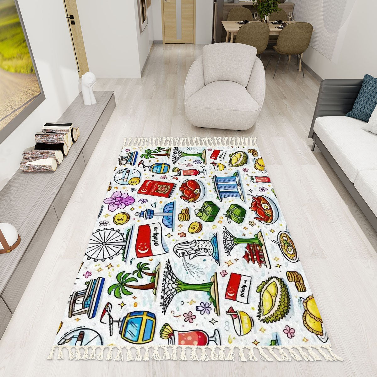 Custom Area Rug with Tassels (5:3)