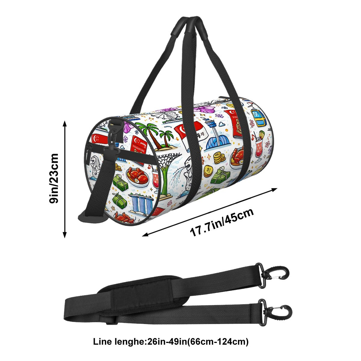 Custom Cylinder Duffle Bag Large Capacity