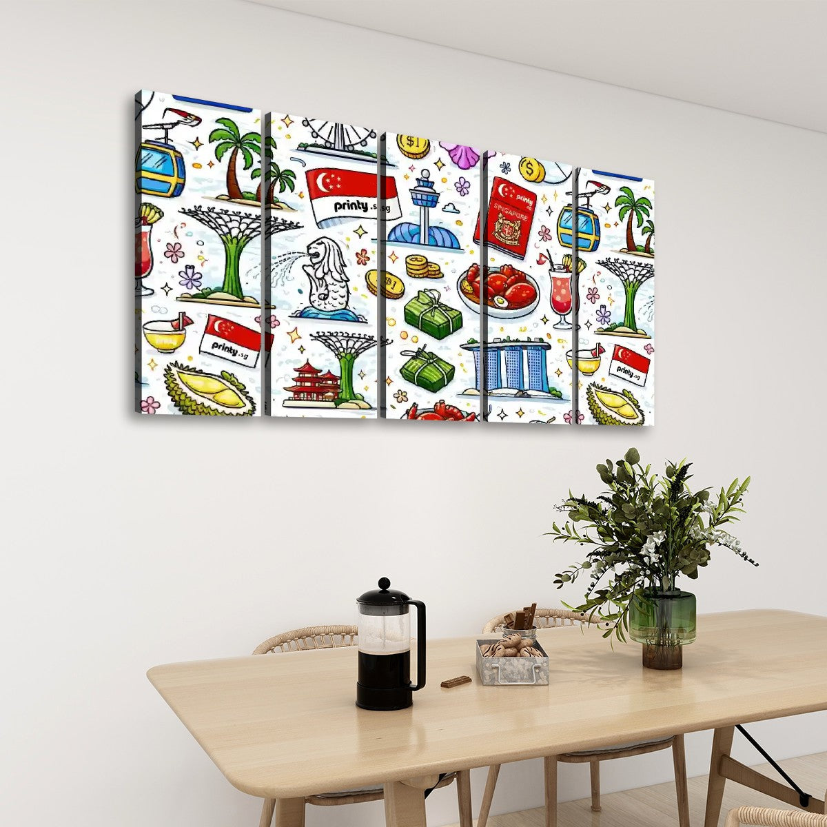 Custom 5 Panels Canvas Prints Wall Art (Set D)