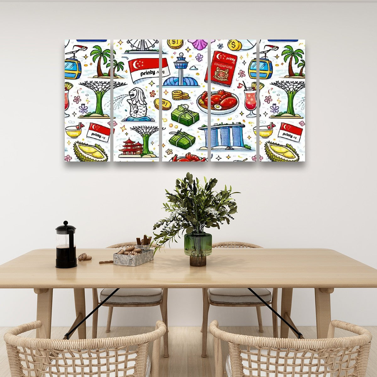 Custom 5 Panels Canvas Prints Wall Art (Set D)