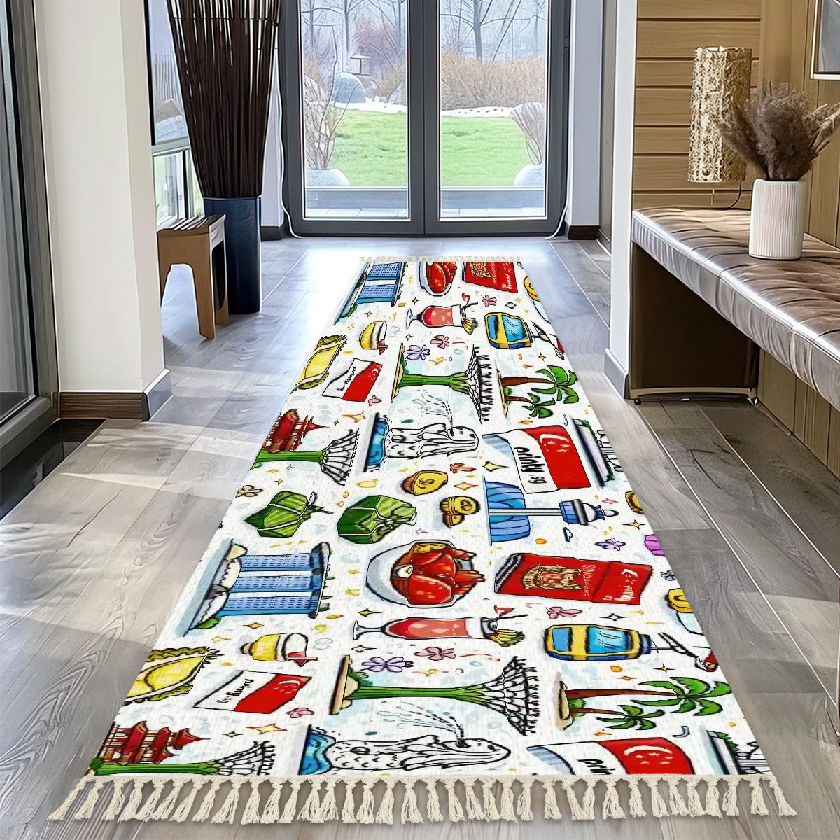 Custom Multiple Sizes Runner Rug with Tassels
