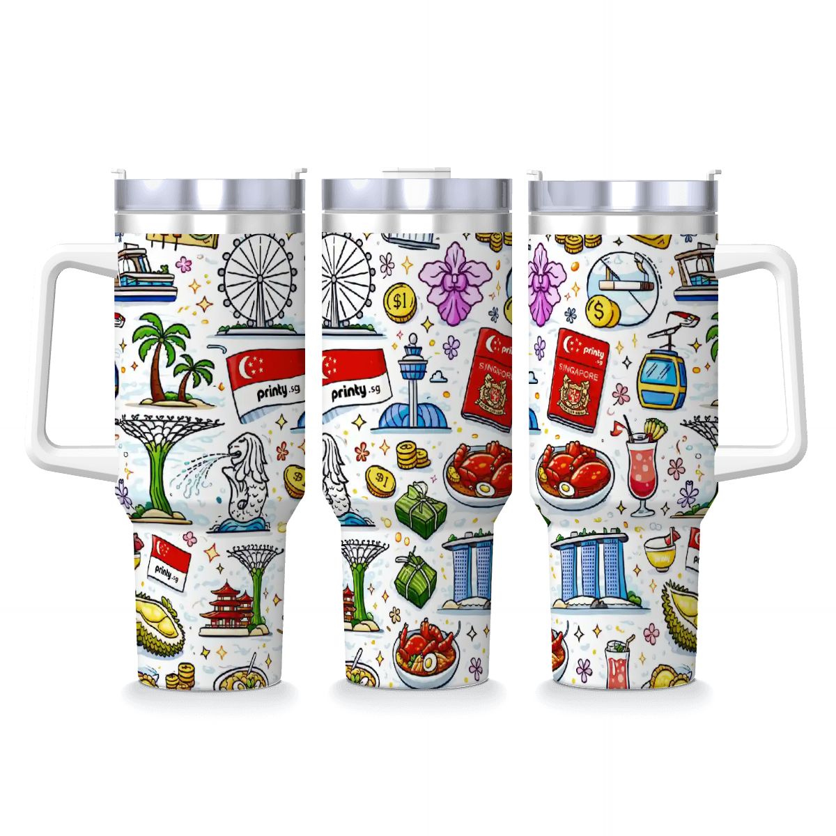 Custom Travel Coffee Mug with Handle and Straw (40oz)