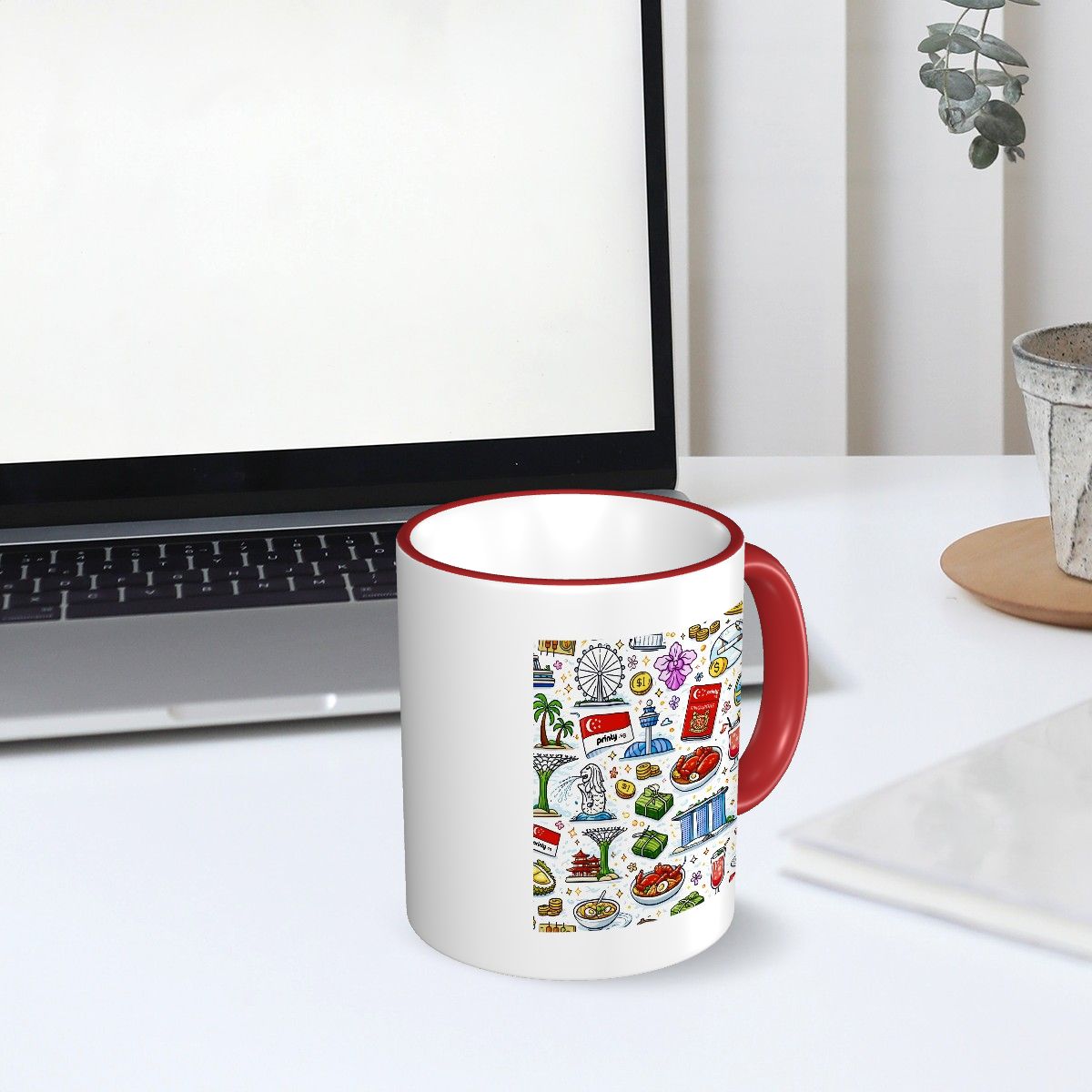 Custom Colored Ceramic Coffee Mug (11oz) (Area Print)
