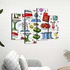 Custom 4 Panels Canvas Prints Wall Art (Set C)