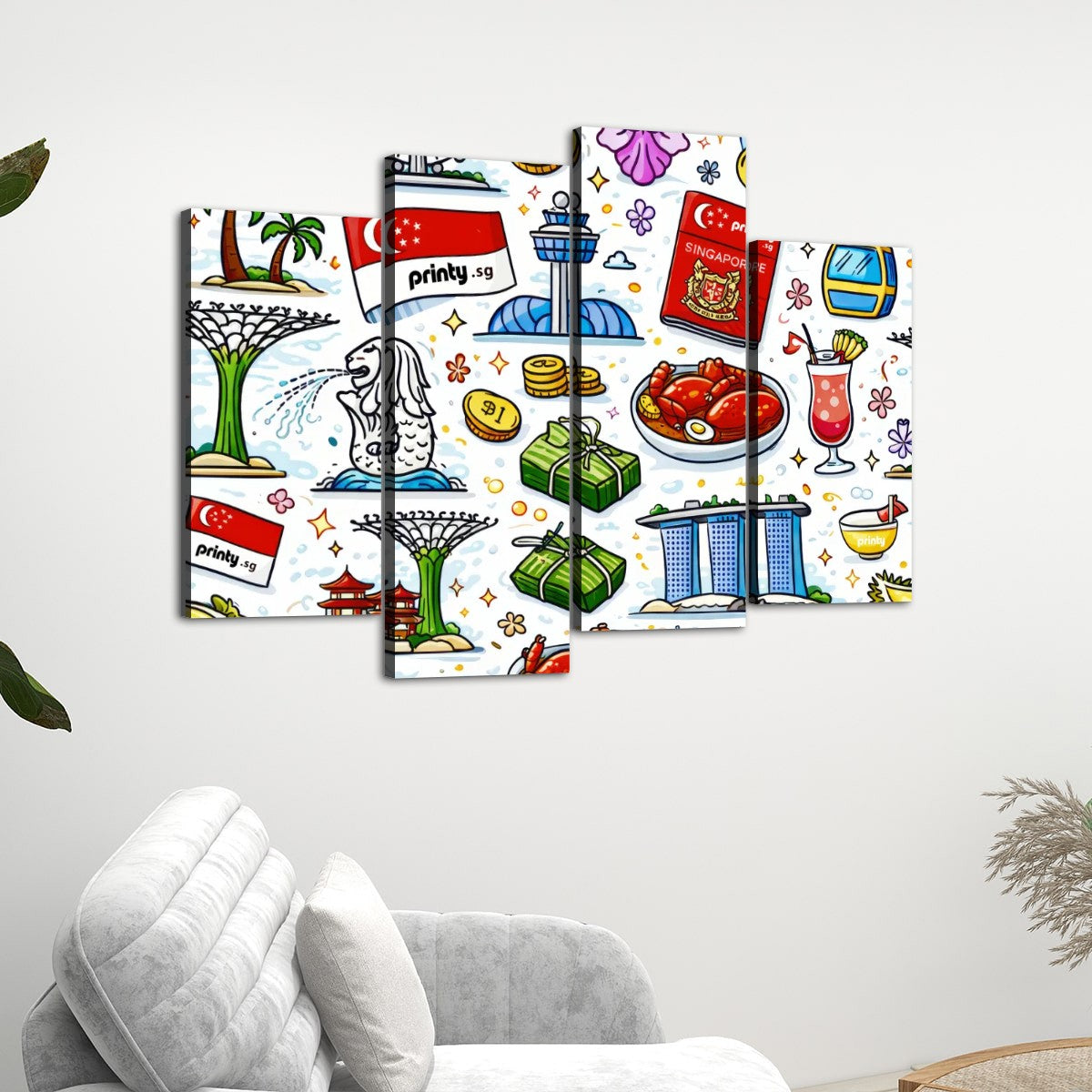 Custom 4 Panels Canvas Prints Wall Art (Set C)