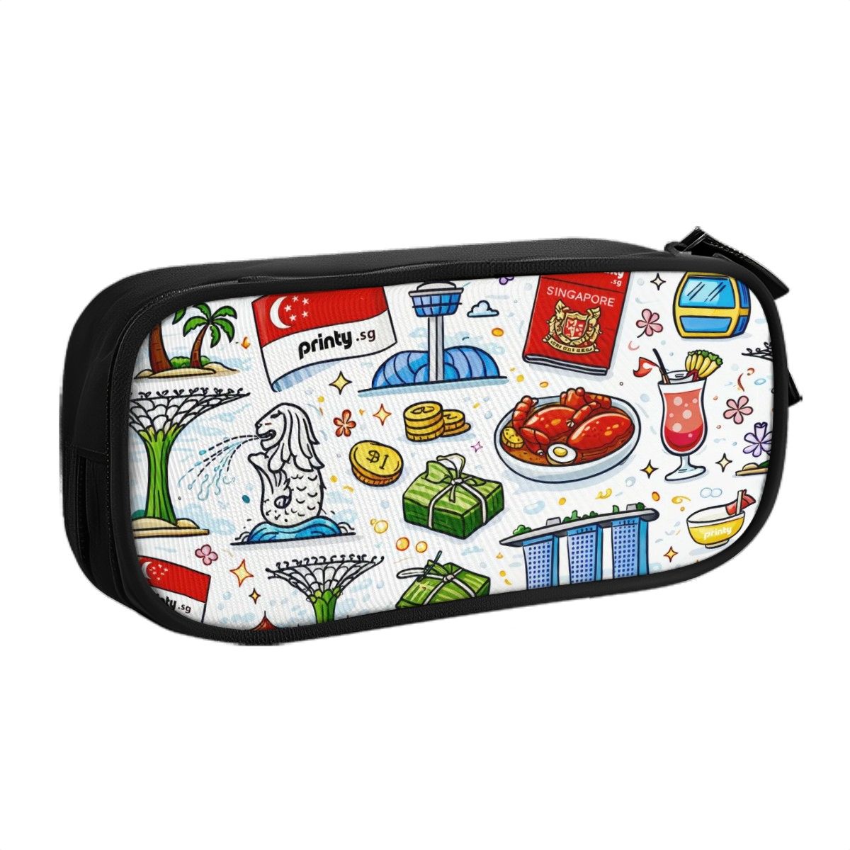Custom Horizontal Oxford Large Capacity Double Layer Pencil Case
