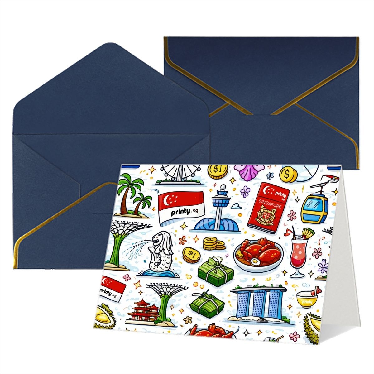 Custom Golden Edge Greeting Cards (Horizontal)