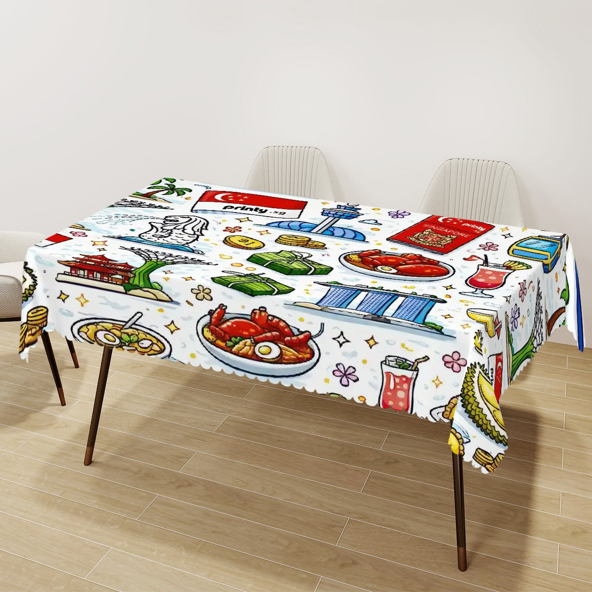 Custom Rectangular Table Cloth with Wavy Edge