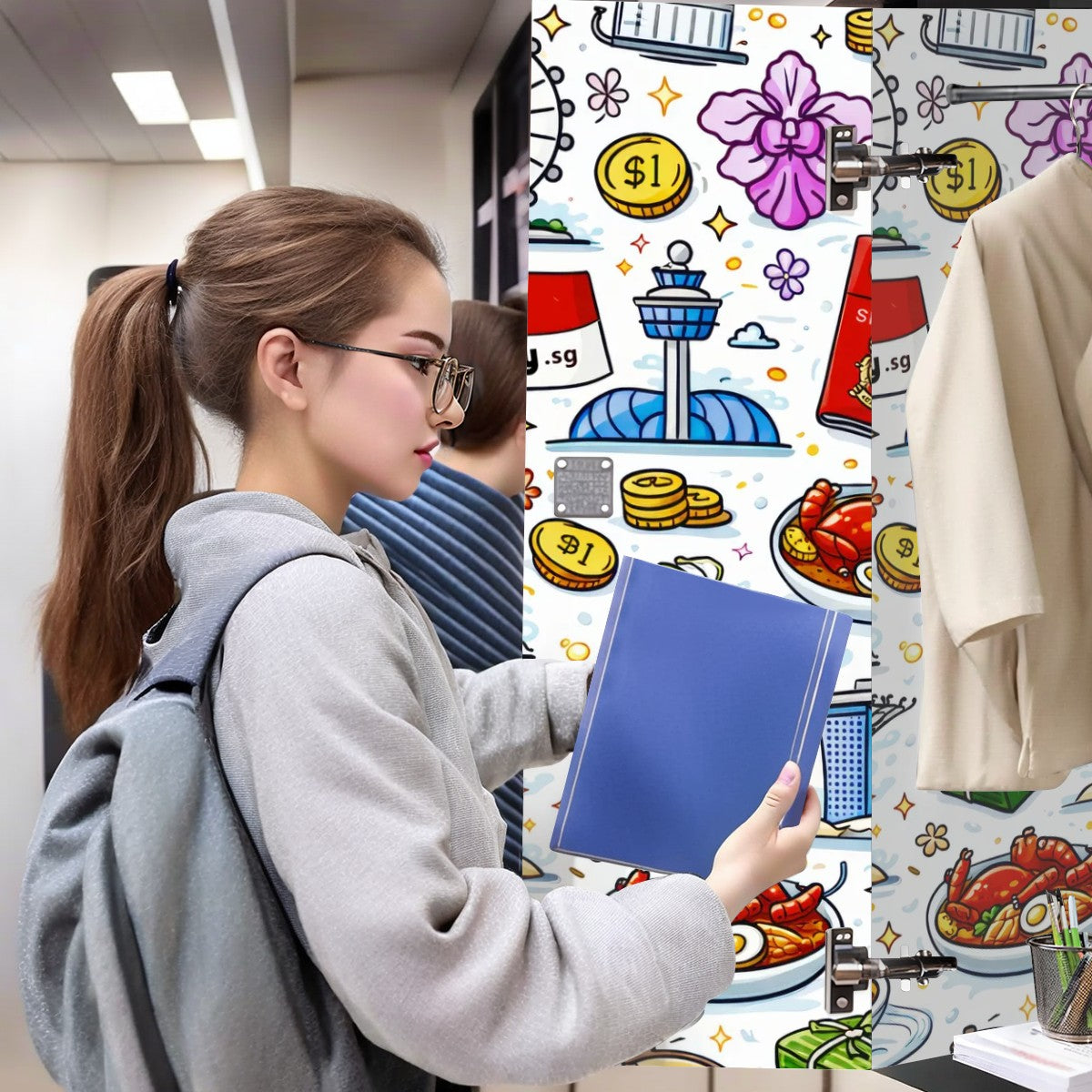 Custom School Locker Magnetic Wallpaper 2 pcs
