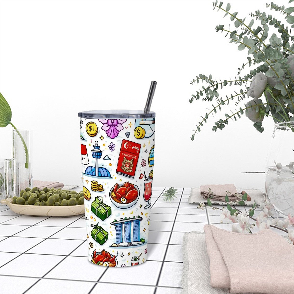Custom Stainless Steel Insulated Tumblers with Lid & Straw (20oz)