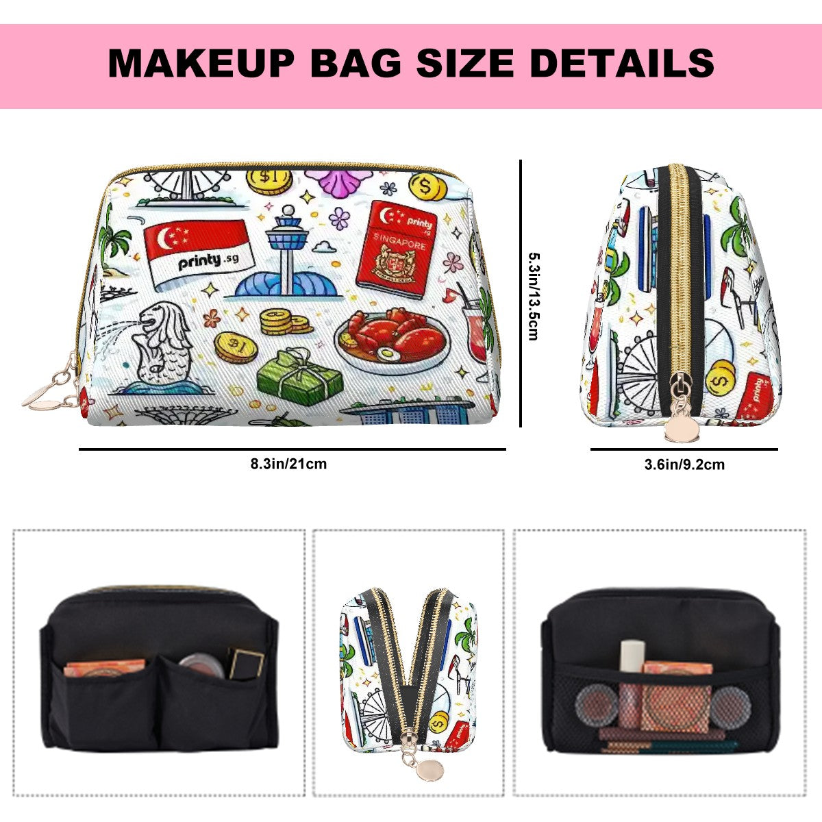 Custom Large Leather Makeup Bag