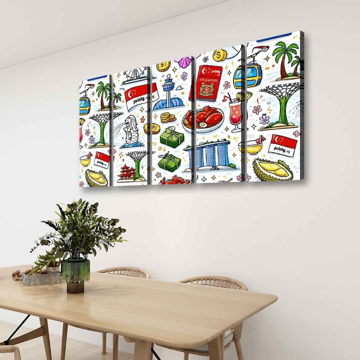 Custom 5 Panels Canvas Prints Wall Art (Set D)