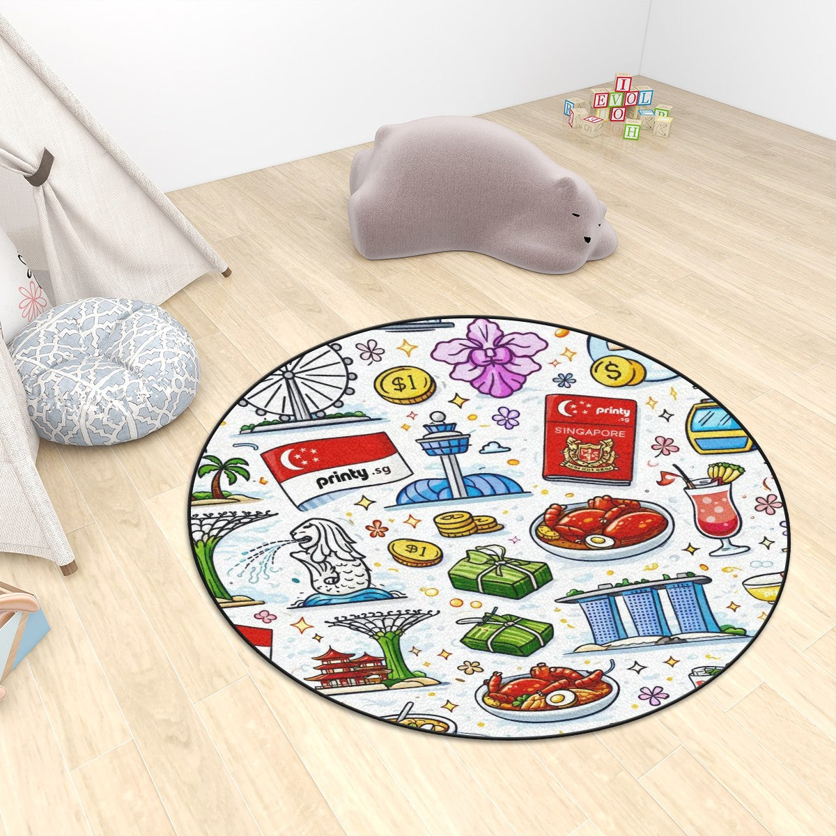Custom Multiple Sizes Crystal Velvet Round Area Rug