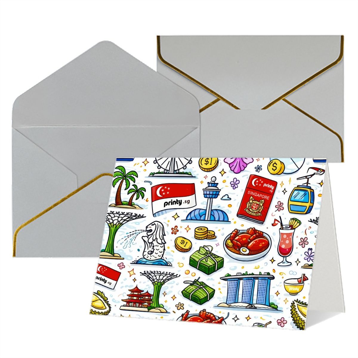 Custom Golden Edge Greeting Cards (Horizontal)