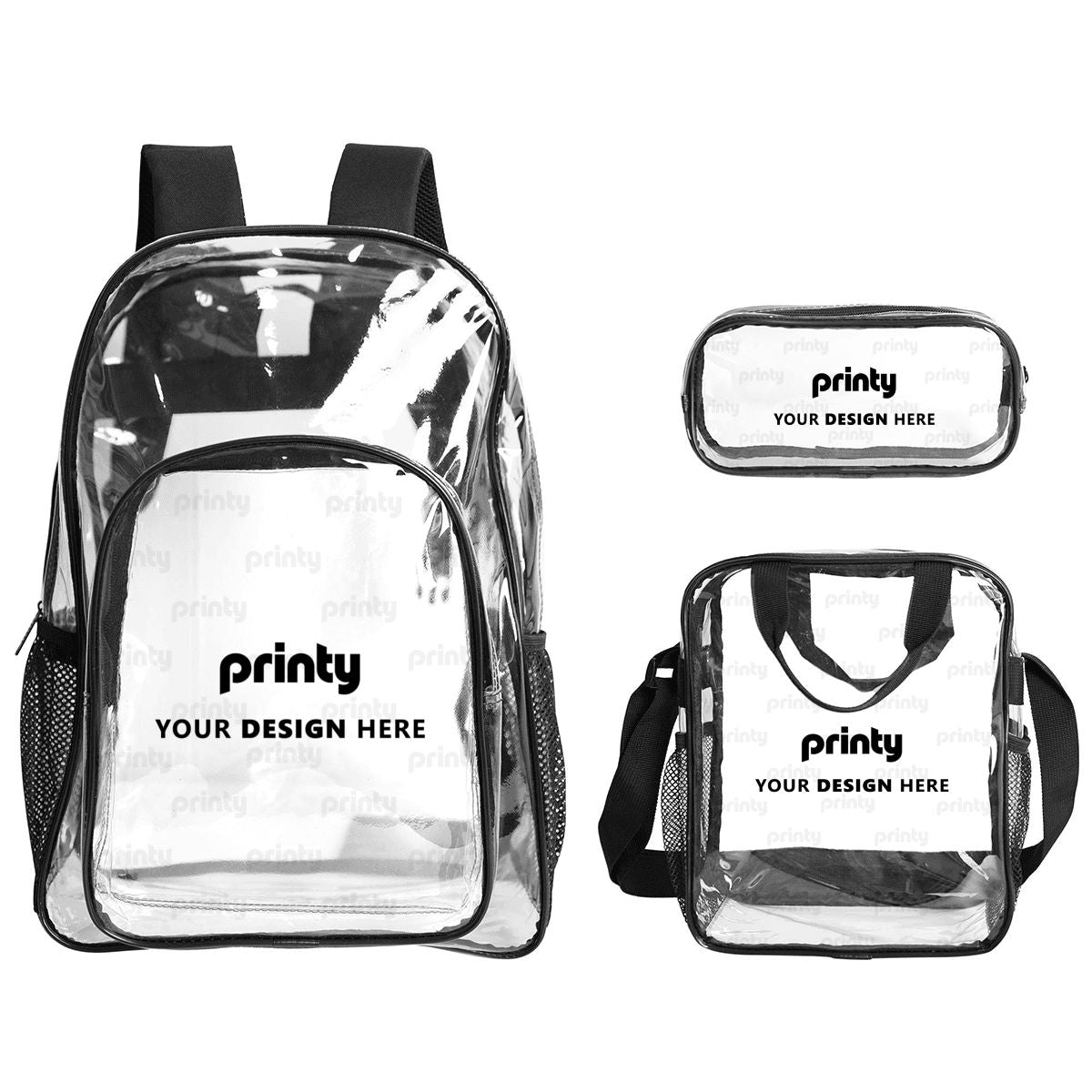 Custom Clear Backpack Set of 3 (Backpack&Lunch Bag&Pencil Case)